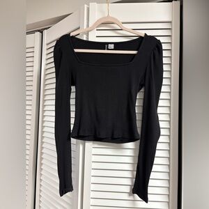 H&M Black Ribbed Crop Top